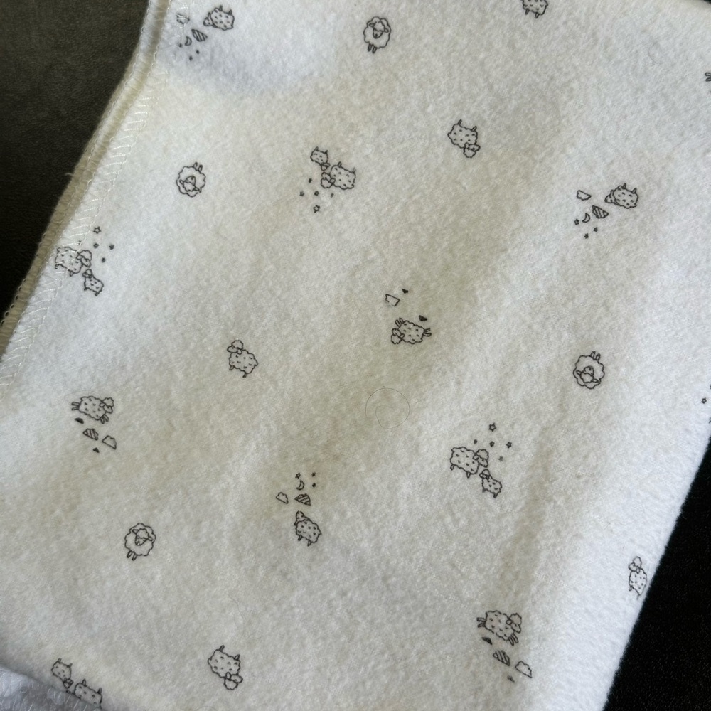 Carter's Baby Receiving Blanket 100% Cotton Black And White Line Art Sheep 36x27
